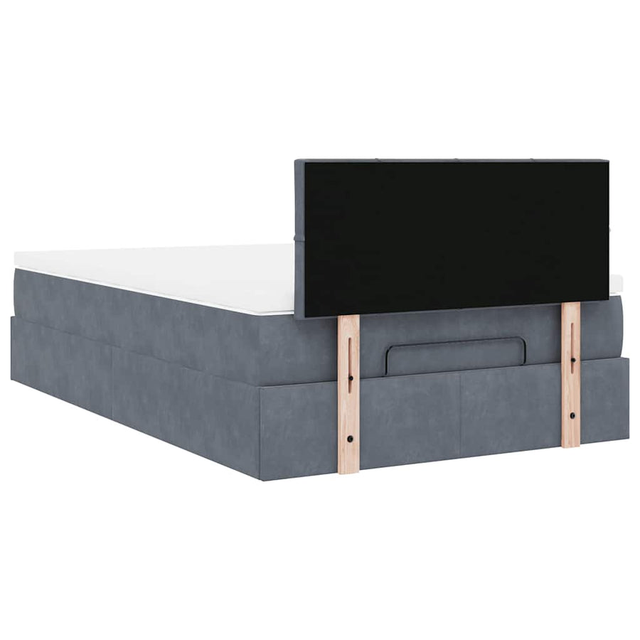Ottoman bed met matras en LED's 120x200cm fluweel donkergrijs
