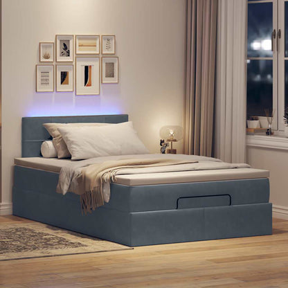 Ottoman bed met matras en LED's 120x200cm fluweel donkergrijs