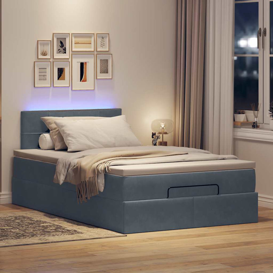 Ottoman bed met matras en LED's 120x200cm fluweel donkergrijs