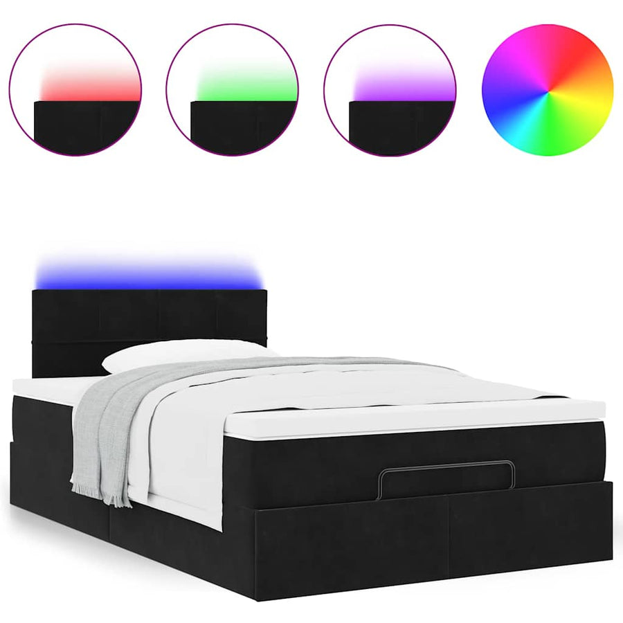 Ottoman bed met matras en LED's 120x200cm fluweel zwart