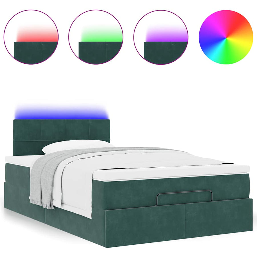Ottoman bed met matras en LED's 120x200cm fluweel donkergroen