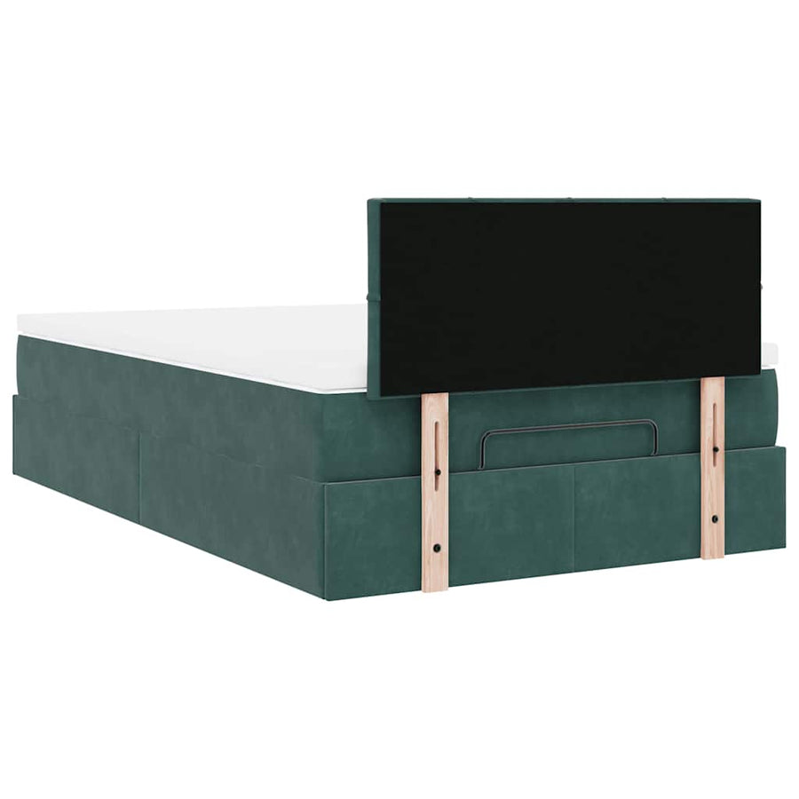 Ottoman bed met matras en LED's 120x200cm fluweel donkergroen