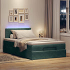 Ottoman bed with mattress and LED lights 120x200cm velvet dark green