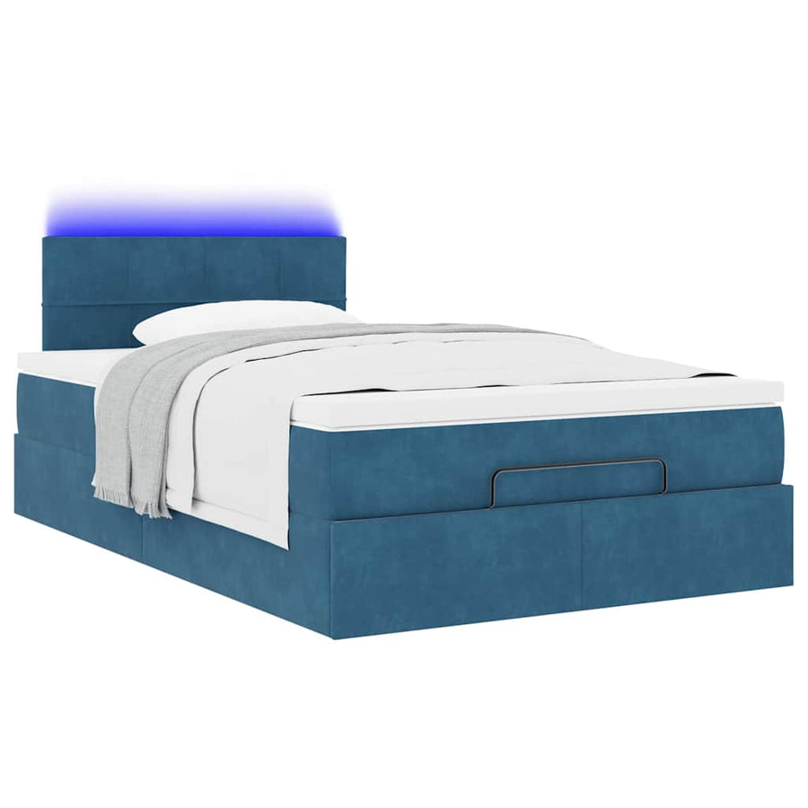 Ottoman bed met matras en LED's 120x200cm fluweel donkerblauw