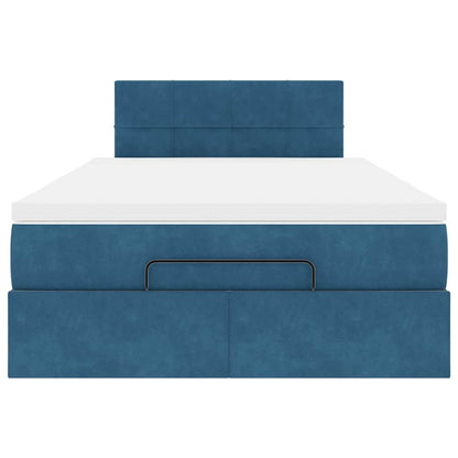 Ottoman bed met matras en LED's 120x200cm fluweel donkerblauw