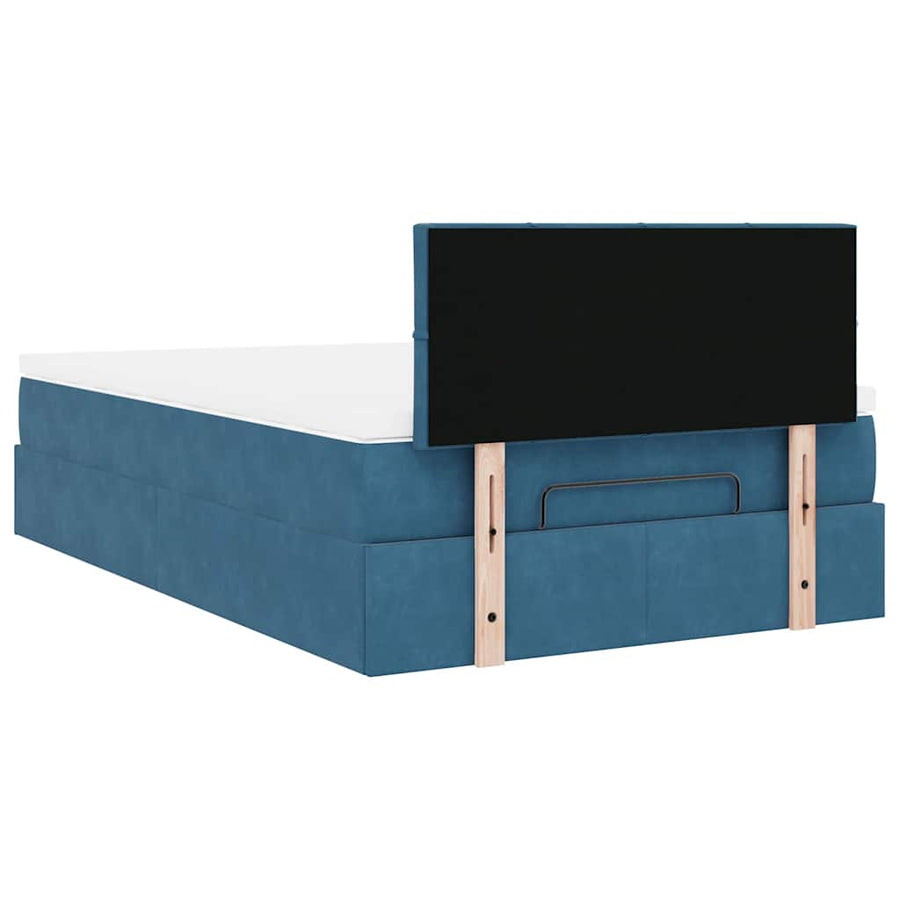 Ottoman bed met matras en LED's 120x200cm fluweel donkerblauw