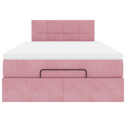 Ottoman bed met matras en LED's 120x200cm fluweel roze
