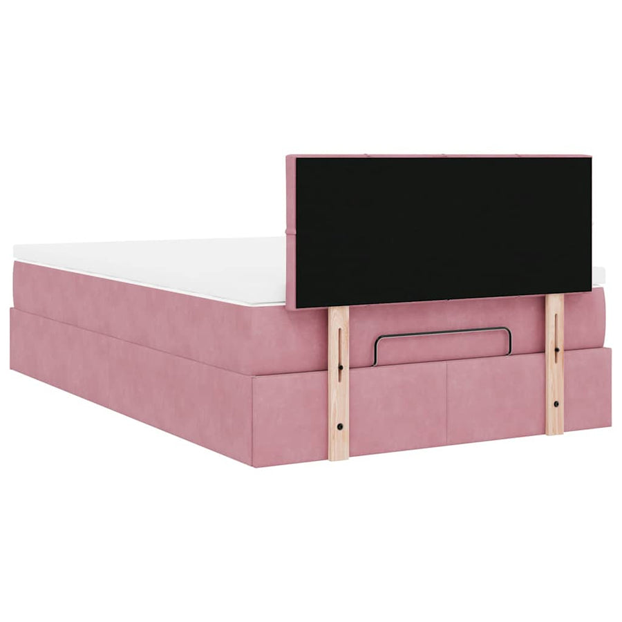 Ottoman bed met matras en LED's 120x200cm fluweel roze