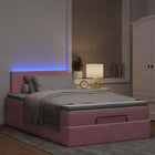 Ottoman bed with mattress and LEDs 120x200cm velvet pink