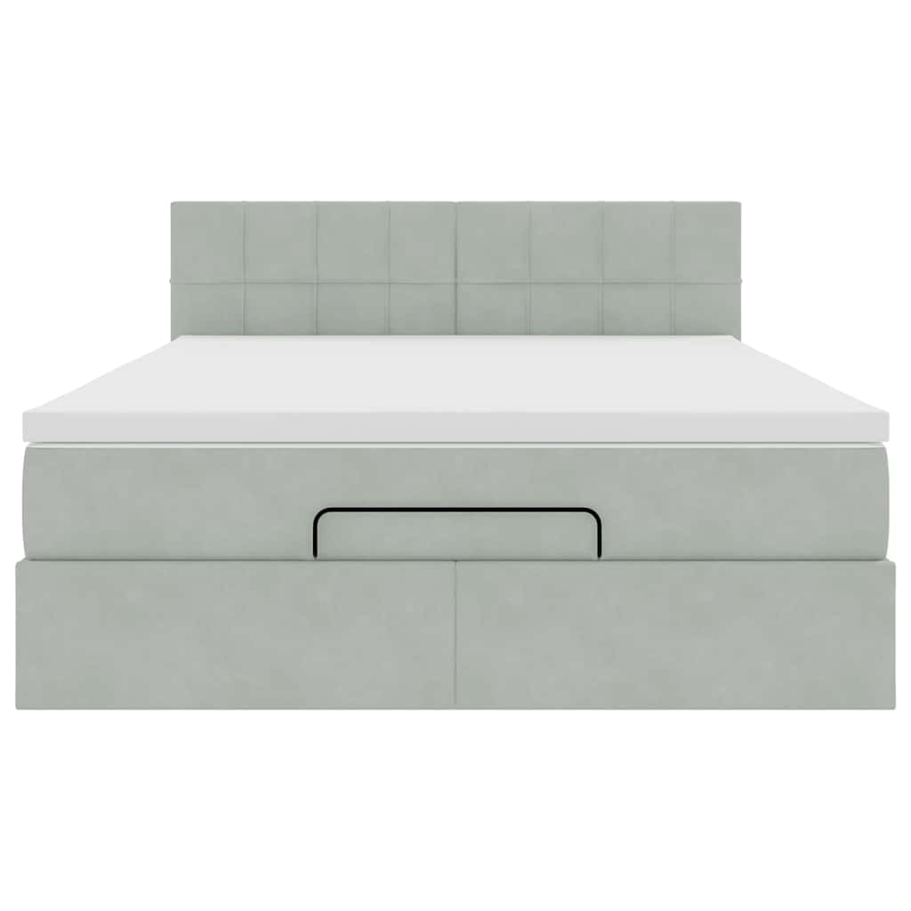 Ottoman bed met matras en LED's 140x190cm fluweel lichtgrijs