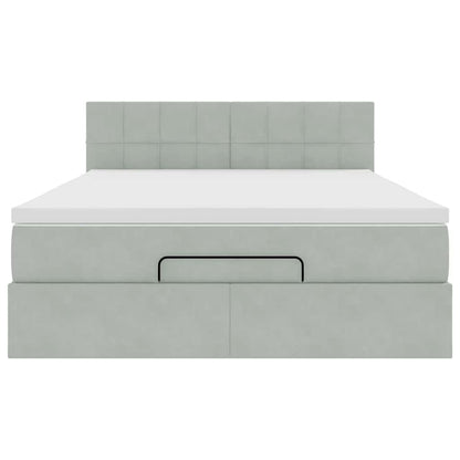 Ottoman bed met matras en LED's 140x190cm fluweel lichtgrijs