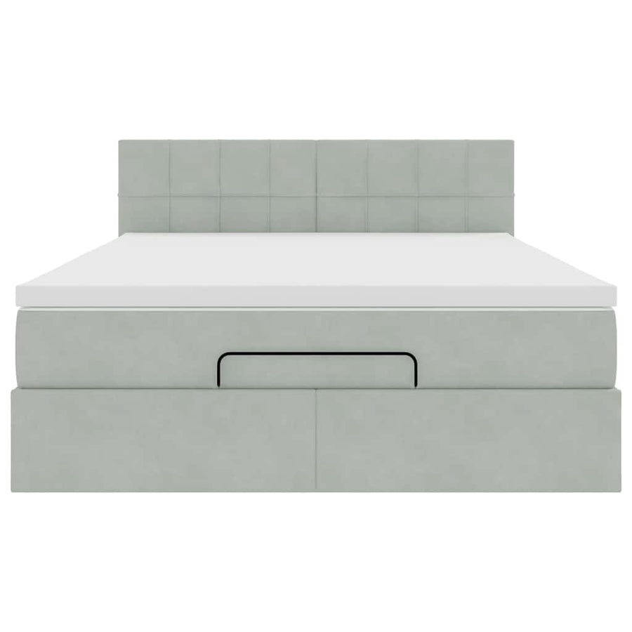 Ottoman bed met matras en LED's 140x190cm fluweel lichtgrijs