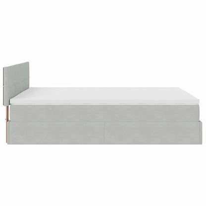 Ottoman bed met matras en LED's 140x190cm fluweel lichtgrijs