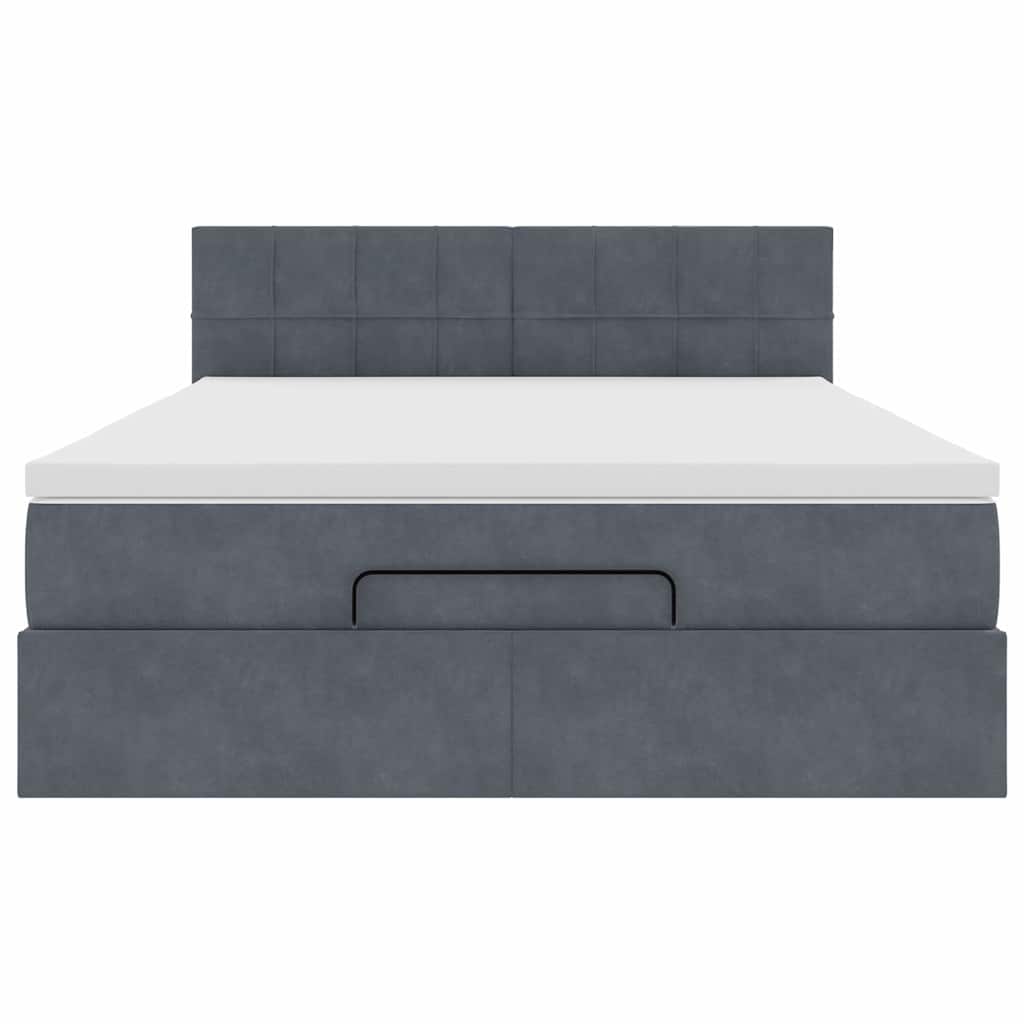 Ottoman bed met matras en LED's 140x190cm fluweel donkergrijs