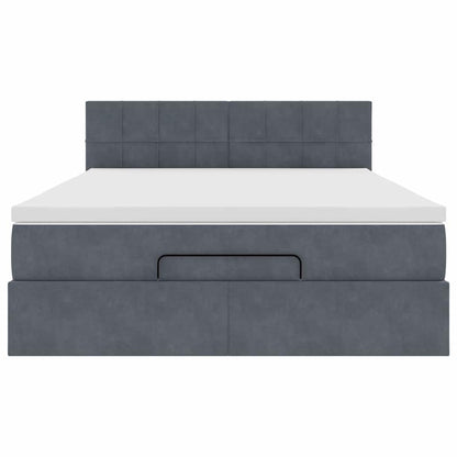 Ottoman bed met matras en LED's 140x190cm fluweel donkergrijs