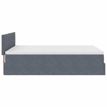 Ottoman bed met matras en LED's 140x190cm fluweel donkergrijs