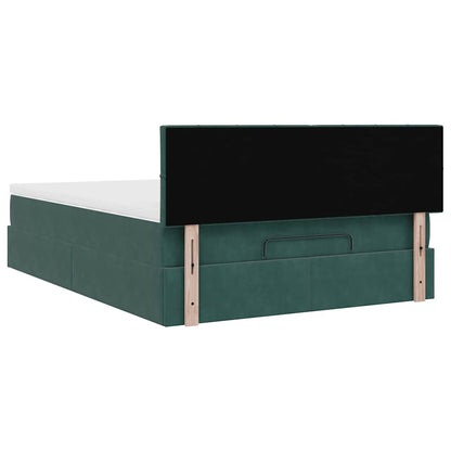 Ottoman bed met matras en LED's 140x190cm fluweel donkergroen
