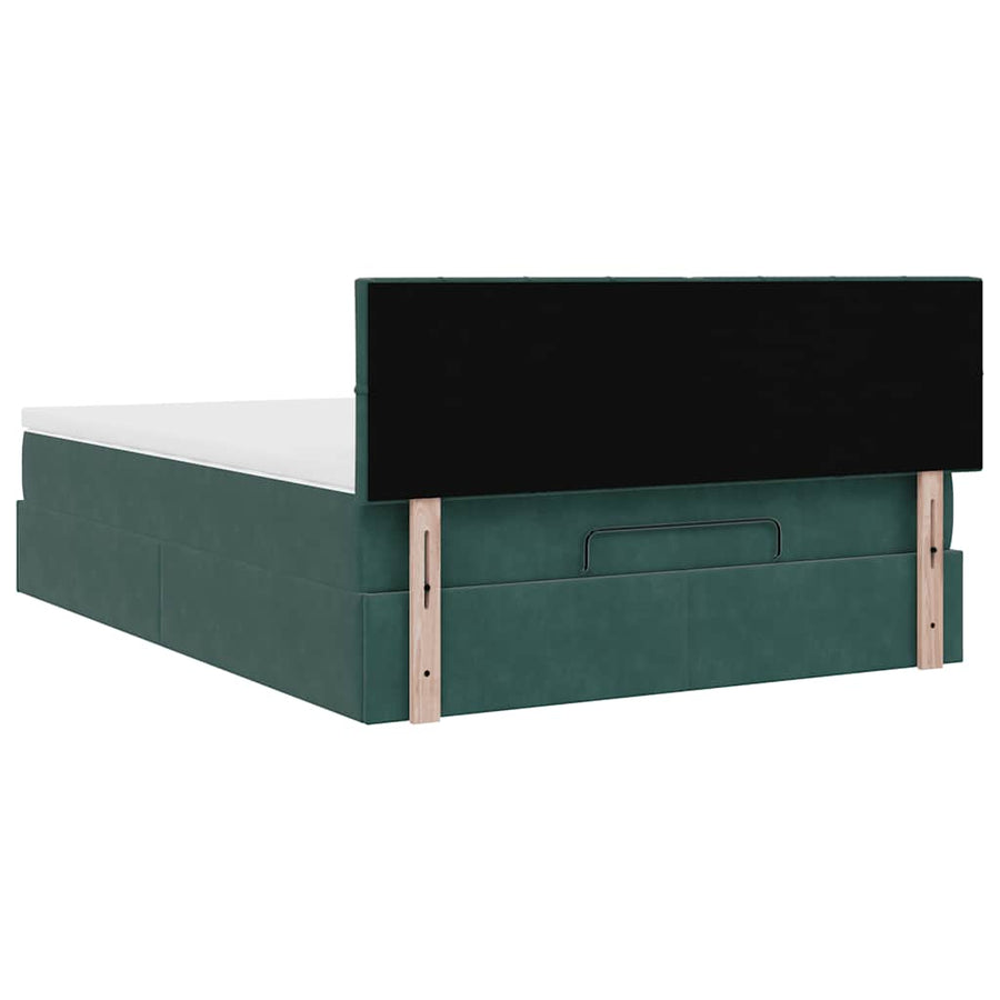 Ottoman bed met matras en LED's 140x190cm fluweel donkergroen