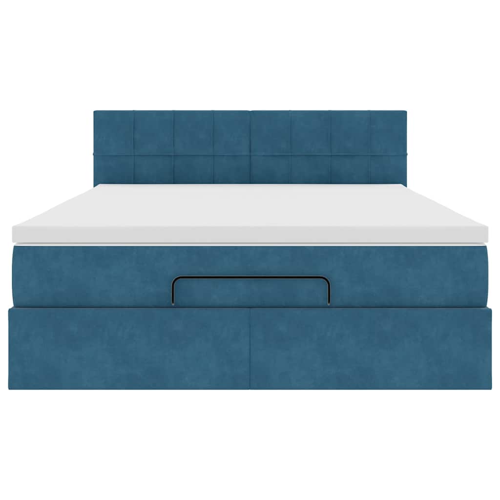 Ottoman bed met matras en LED's 140x190cm fluweel donkerblauw