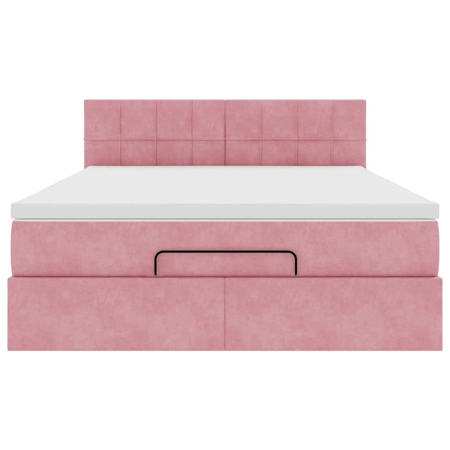 Ottoman bed met matras en LED's 140x190cm fluweel roze