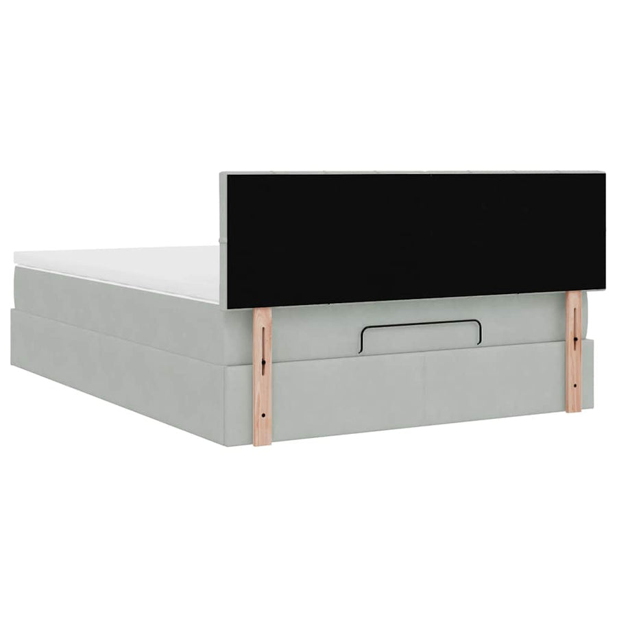 Ottoman bed met matras en LED's 140x200cm fluweel lichtgrijs