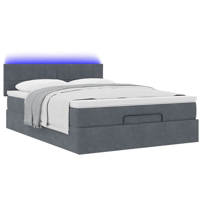 Ottoman bed met matras en LED's 140x200cm fluweel donkergrijs