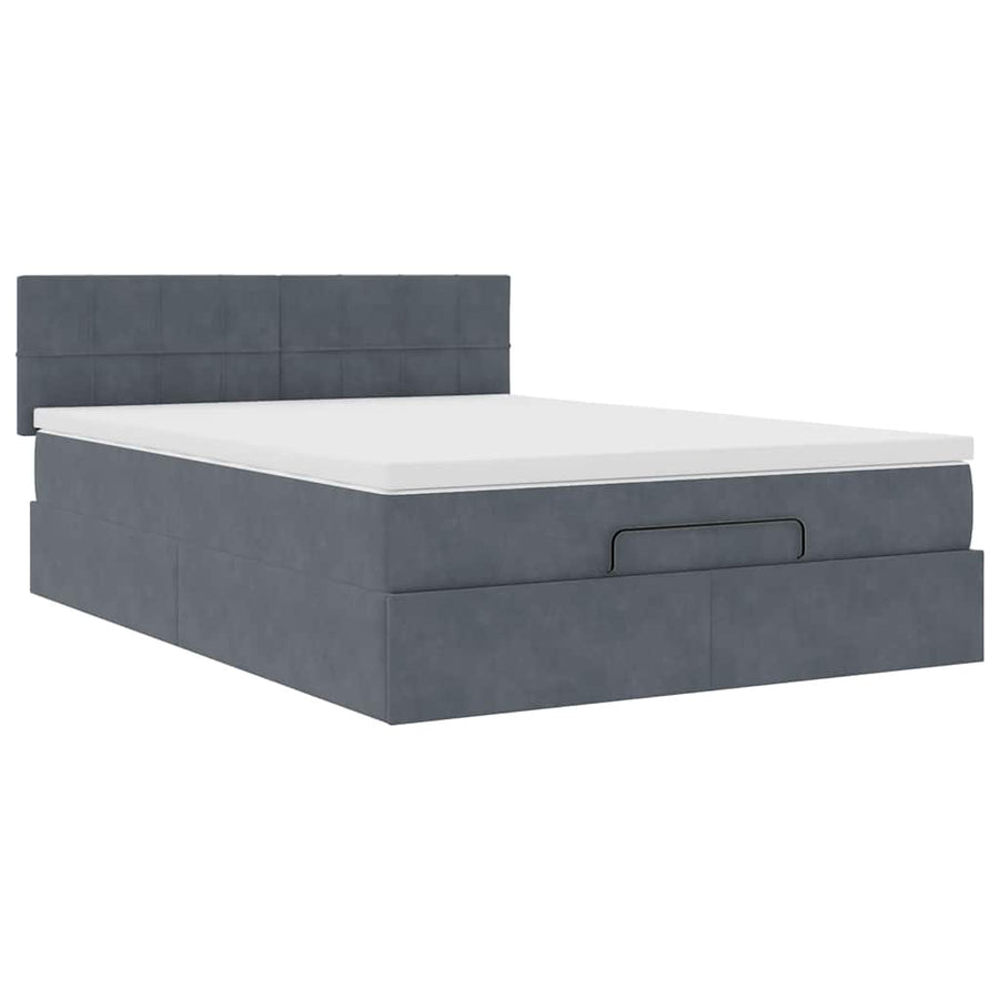 Ottoman bed met matras en LED's 140x200cm fluweel donkergrijs