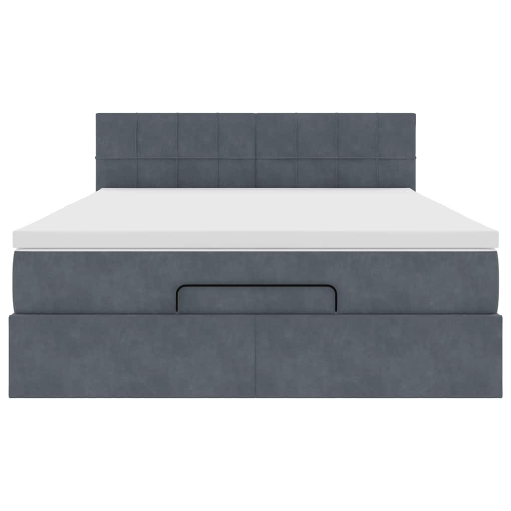 Ottoman bed met matras en LED's 140x200cm fluweel donkergrijs