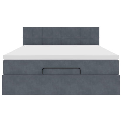 Ottoman bed met matras en LED's 140x200cm fluweel donkergrijs