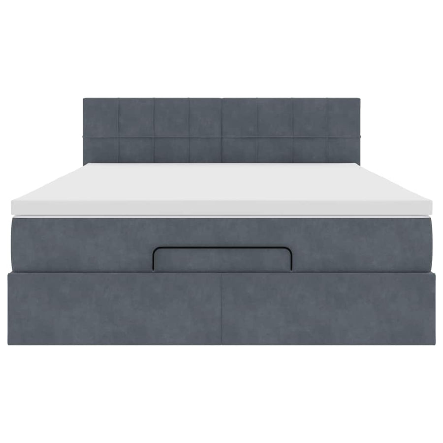 Ottoman bed met matras en LED's 140x200cm fluweel donkergrijs