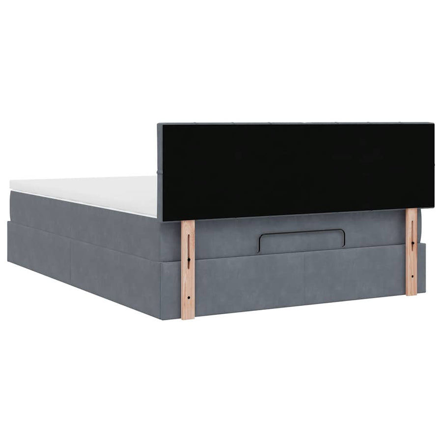 Ottoman bed met matras en LED's 140x200cm fluweel donkergrijs