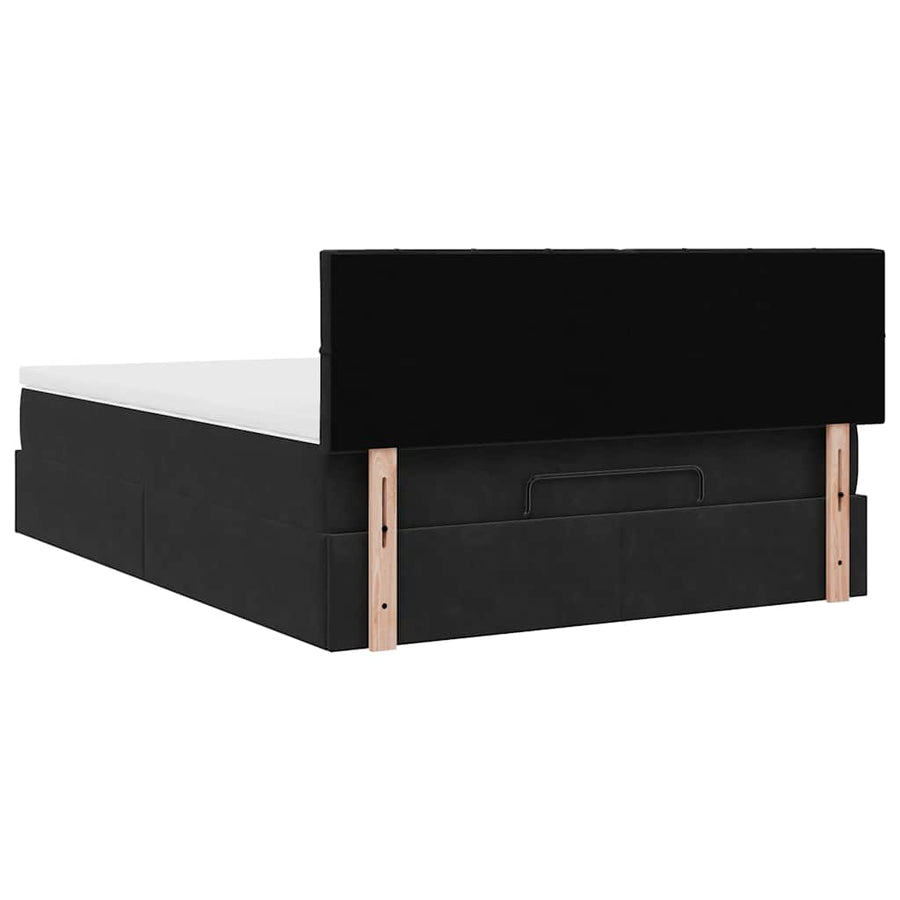 Ottoman Bed Met Matras En Led's 140X200Cm Fluweel 140 x 200 cm Zwart