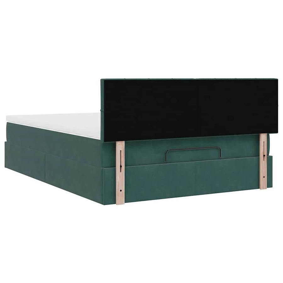 Ottoman bed met matras en LED's 140x200cm fluweel donkergroen