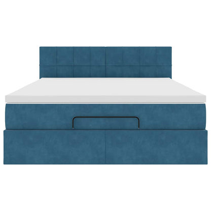 Ottoman bed met matras en LED's 140x200cm fluweel donkerblauw
