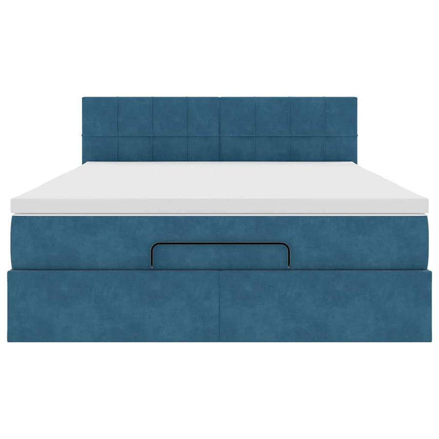 Ottoman bed met matras en LED's 140x200cm fluweel donkerblauw