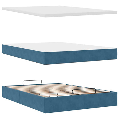 Ottoman bed met matras en LED's 140x200cm fluweel donkerblauw