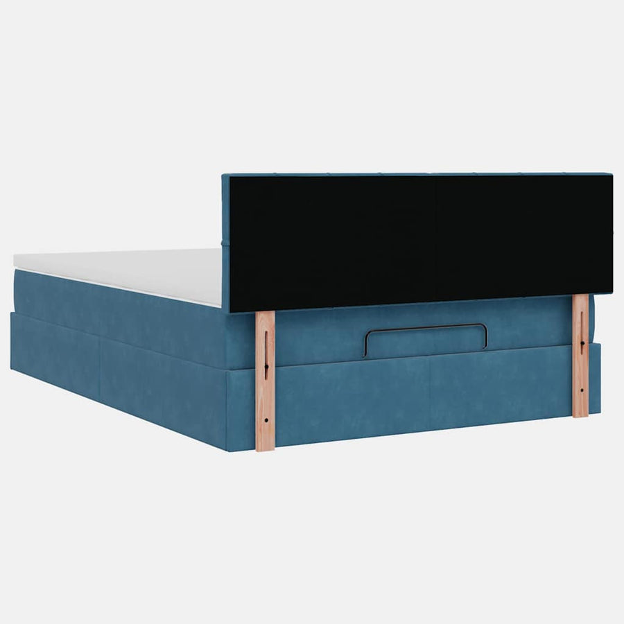 Ottoman bed met matras en LED's 140x200cm fluweel donkerblauw