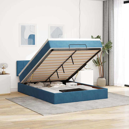 Ottoman bed met matras en LED's 140x200cm fluweel donkerblauw
