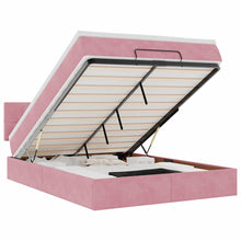 Ottoman bed met matras en LED's 140x200cm fluweel roze