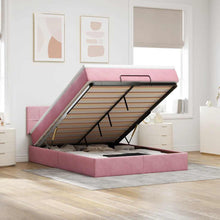 Ottoman bed met matras en LED's 140x200cm fluweel roze