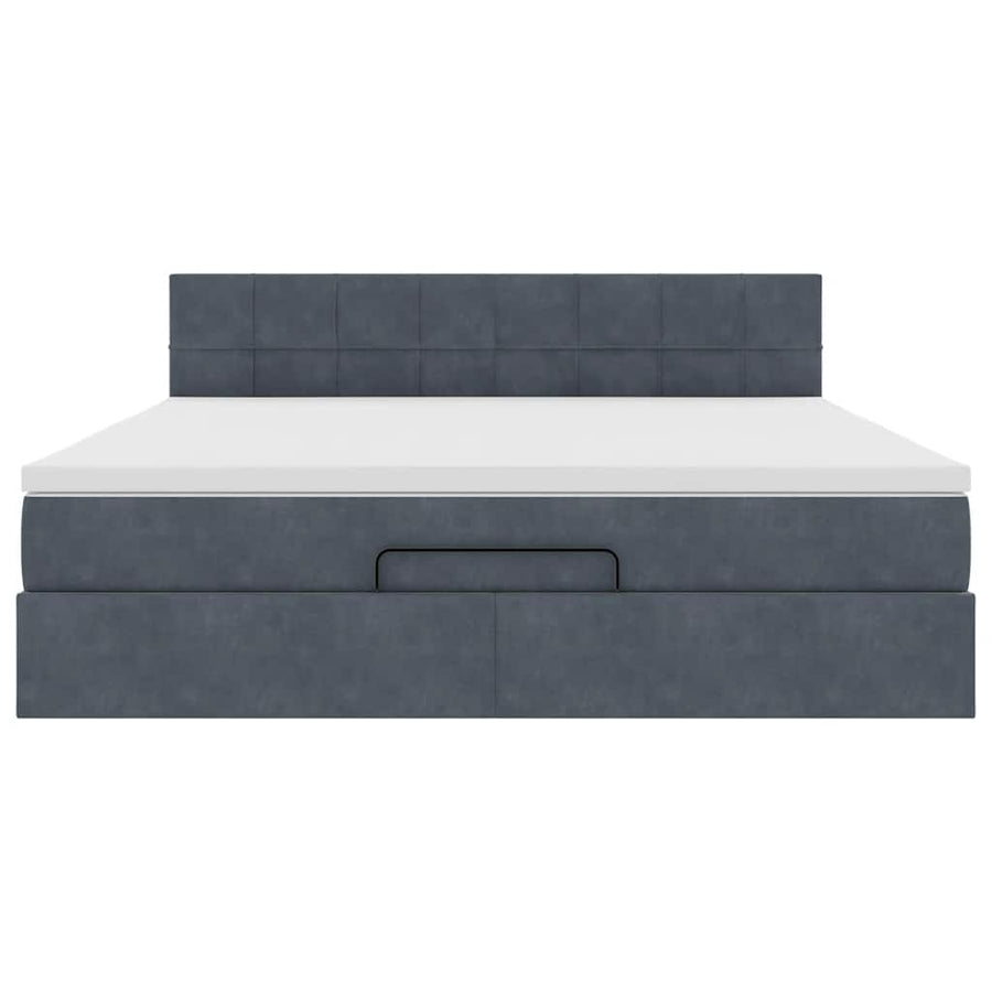 Ottoman Bed Met Matras En Led's 160X200Cm Fluweel 160 x 200 cm Donkergrijs