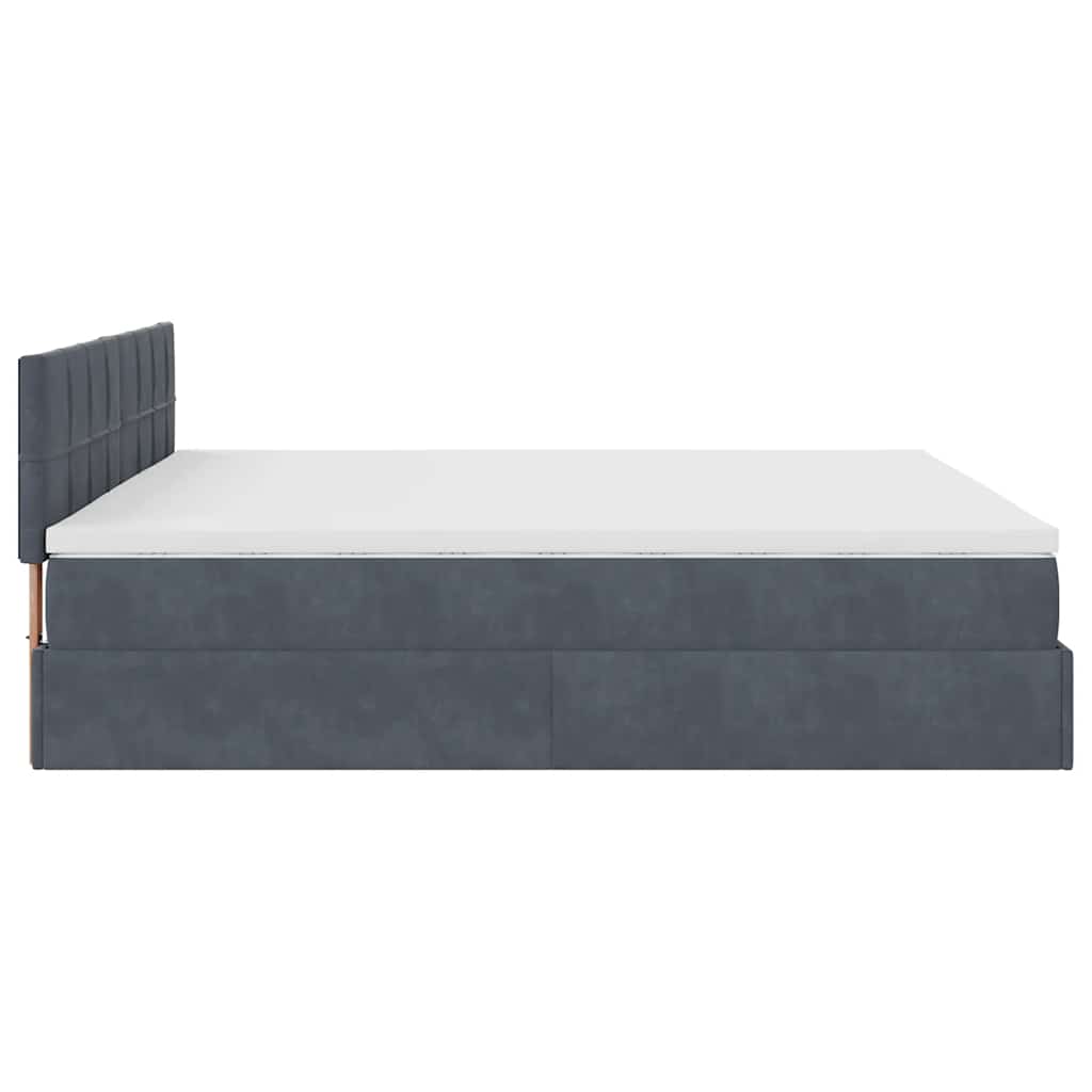 Ottoman Bed Met Matras En Led's 160X200Cm Fluweel 160 x 200 cm Donkergrijs