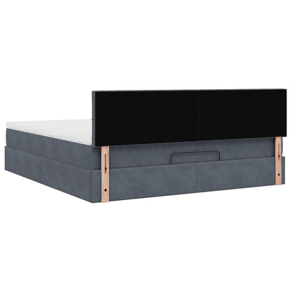 Ottoman Bed Met Matras En Led's 160X200Cm Fluweel 160 x 200 cm Donkergrijs