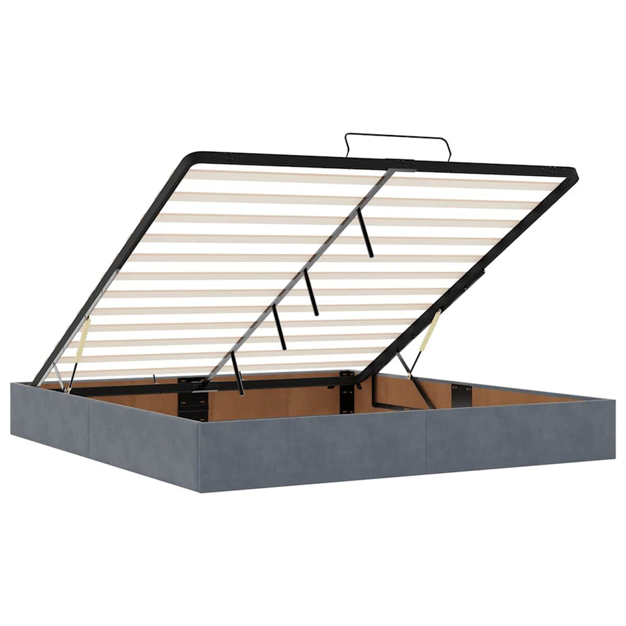 Ottoman Bed Met Matras En Led's 160X200Cm Fluweel 160 x 200 cm Donkergrijs