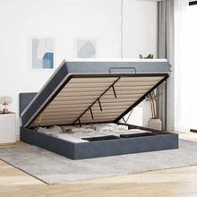 Ottoman Bed Met Matras En Led's 160X200Cm Fluweel 160 x 200 cm Donkergrijs