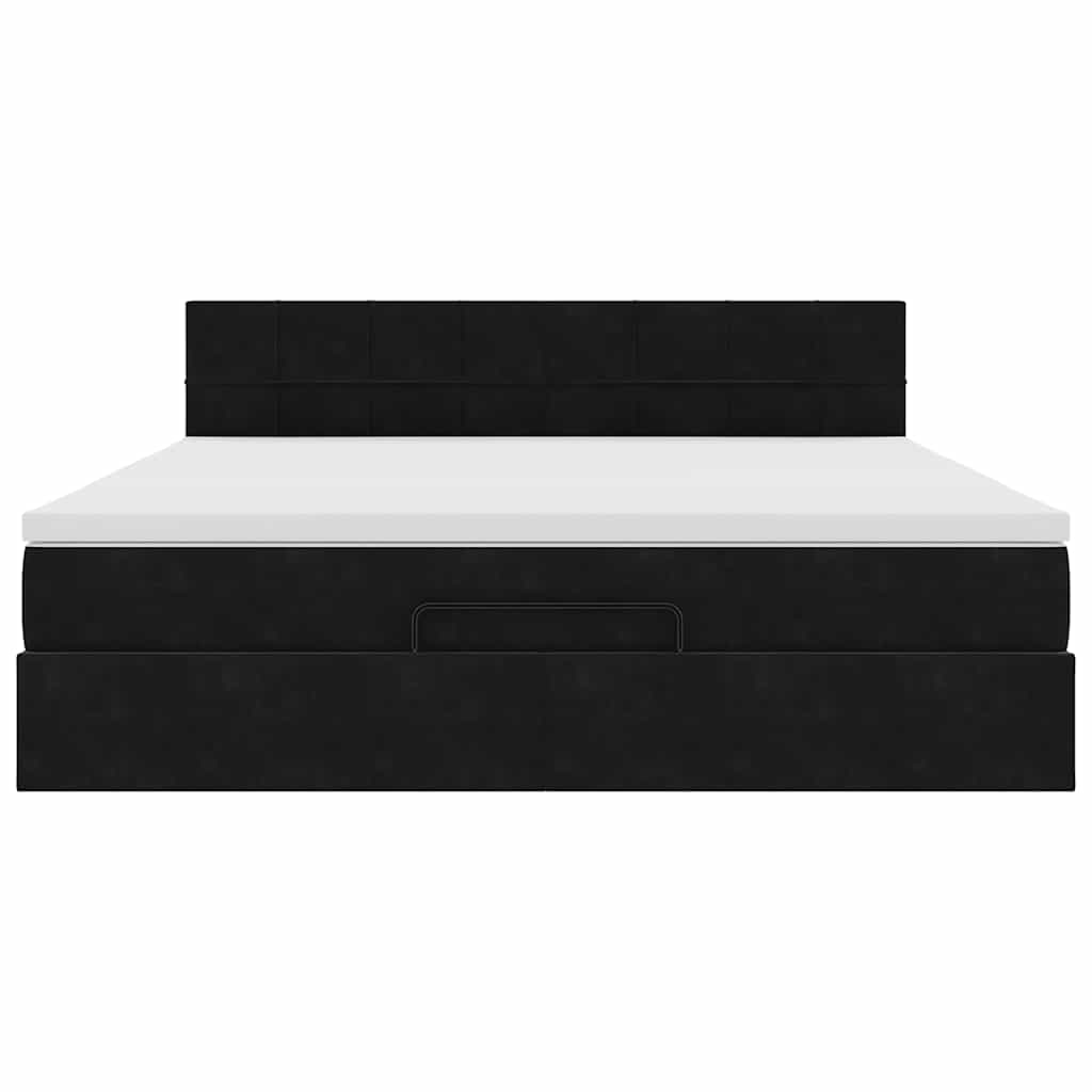 Ottoman bed met matras en LED's 160x200cm fluweel zwart