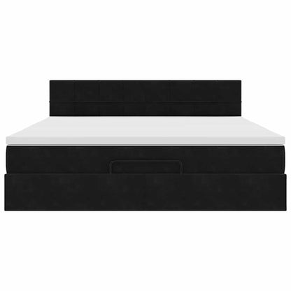 Ottoman bed met matras en LED's 160x200cm fluweel zwart