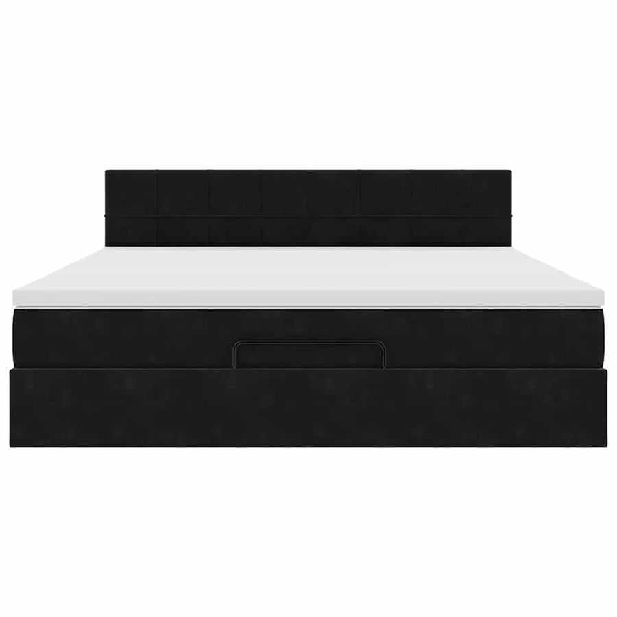 Ottoman bed met matras en LED's 160x200cm fluweel zwart