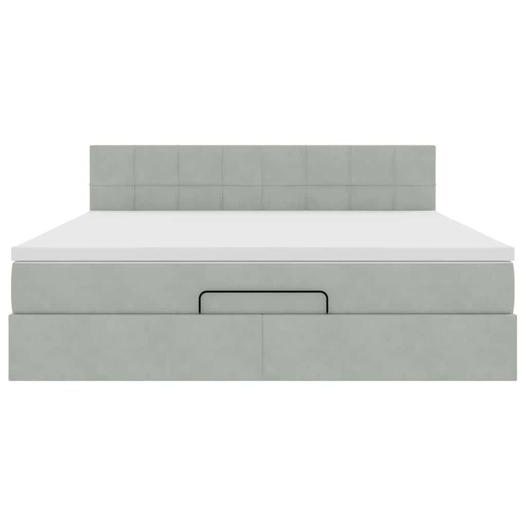 Ottoman bed met matras en LED's 180x200cm fluweel lichtgrijs