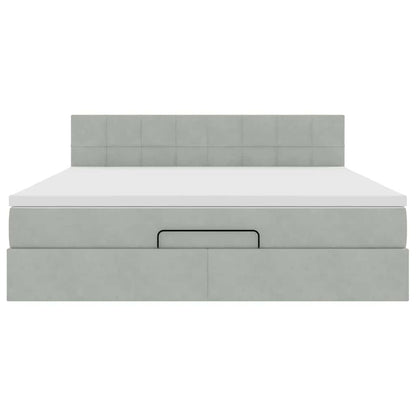 Ottoman bed met matras en LED's 180x200cm fluweel lichtgrijs
